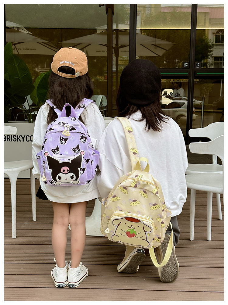 Sanrio Kids Schoolbag Backpack Hello Kitty Kuromi Cinnamoroll Printed Oxford Cloth Kindergarten Girl Backpack School Supplies