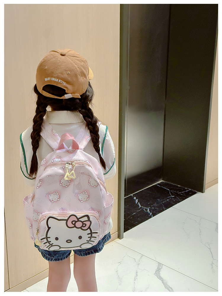 Sanrio Kids Schoolbag Backpack Hello Kitty Kuromi Cinnamoroll Printed Oxford Cloth Kindergarten Girl Backpack School Supplies