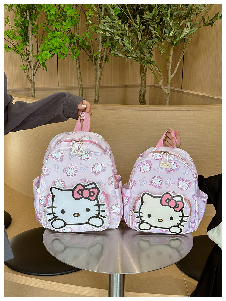Sanrio Kids Schoolbag Backpack Hello Kitty Kuromi Cinnamoroll Printed Oxford Cloth Kindergarten Girl Backpack School Supplies