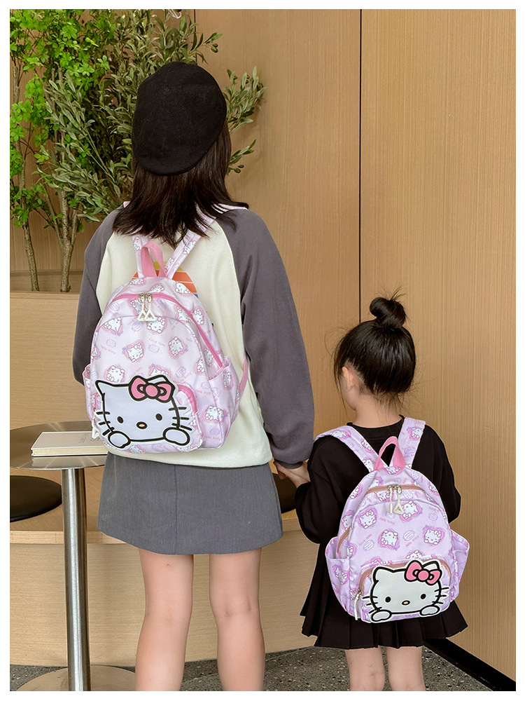 Sanrio Kids Schoolbag Backpack Hello Kitty Kuromi Cinnamoroll Printed Oxford Cloth Kindergarten Girl Backpack School Supplies