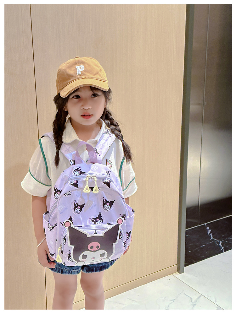 Sanrio Kids Schoolbag Backpack Hello Kitty Kuromi Cinnamoroll Printed Oxford Cloth Kindergarten Girl Backpack School Supplies