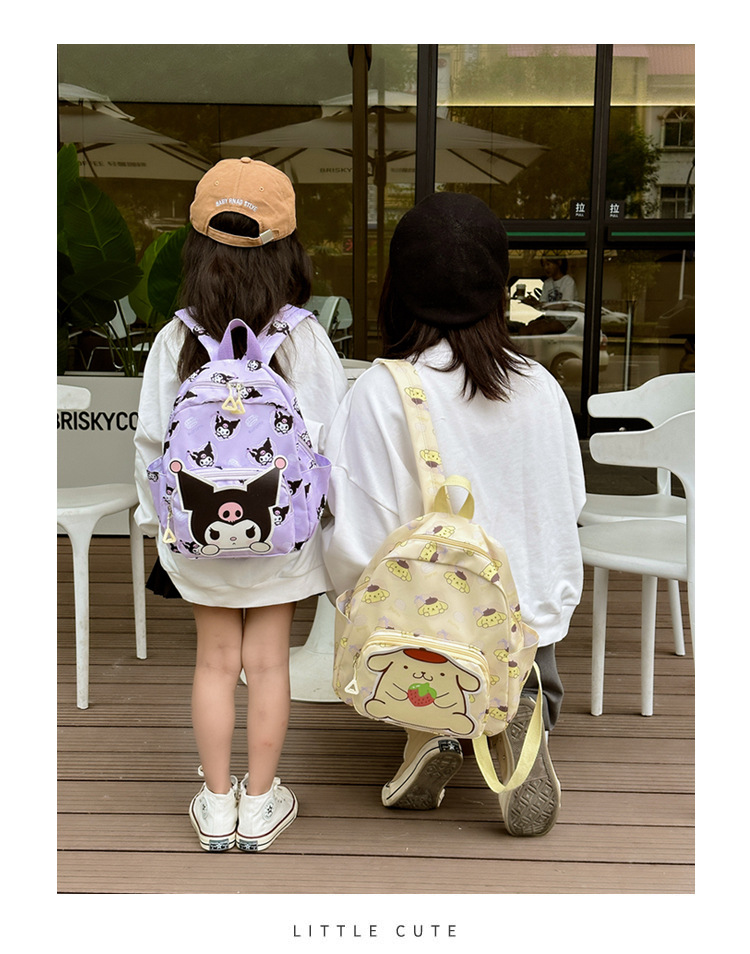 Sanrio Kids Schoolbag Backpack Hello Kitty Kuromi Cinnamoroll Printed Oxford Cloth Kindergarten Girl Backpack School Supplies