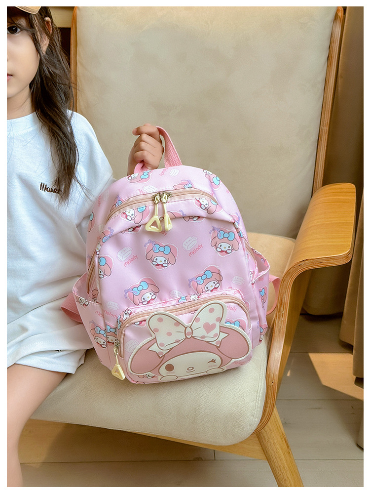 Sanrio Kids Schoolbag Backpack Hello Kitty Kuromi Cinnamoroll Printed Oxford Cloth Kindergarten Girl Backpack School Supplies