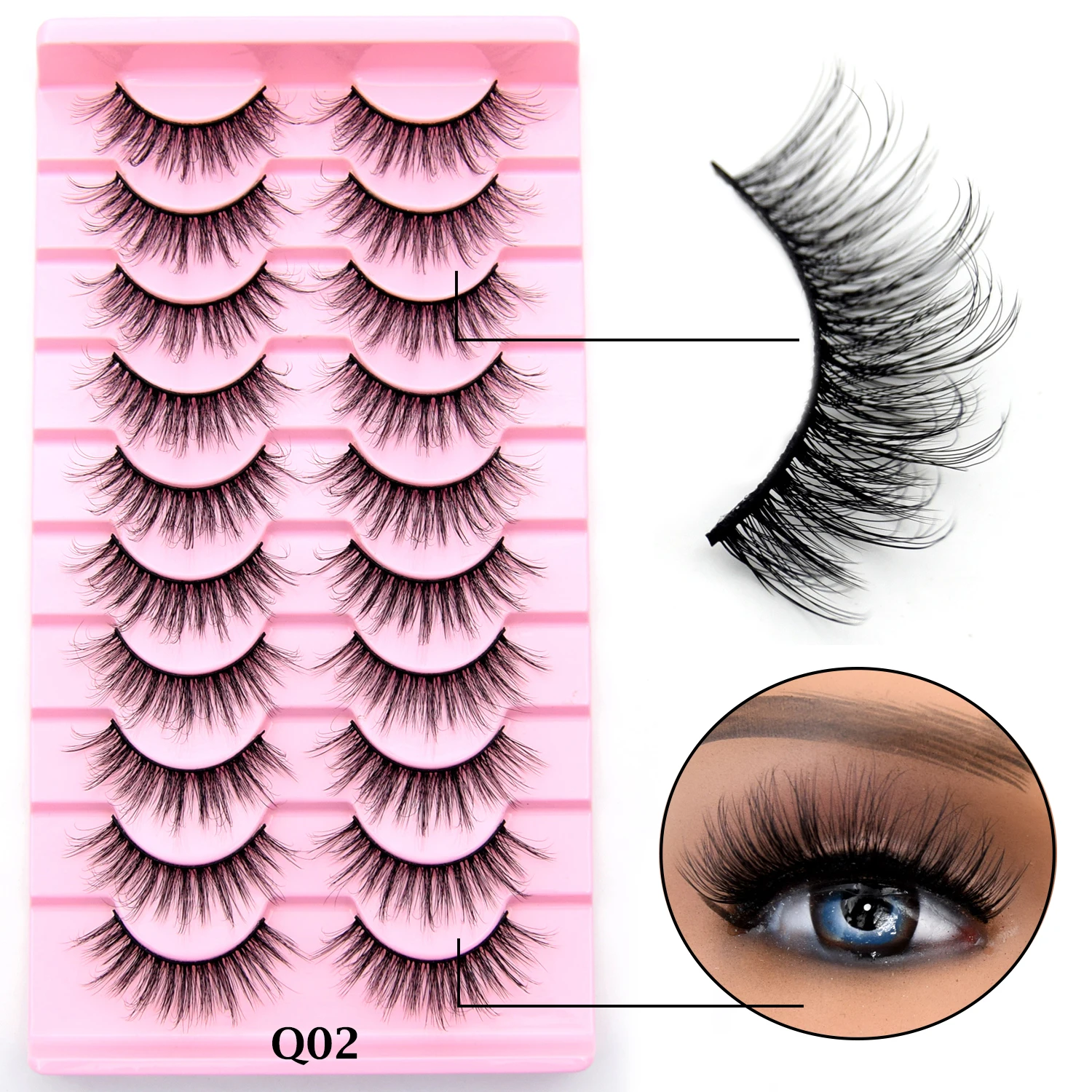 10 Pairs Eyelashes Natural Long 3D Mink Lashes Fluffy Volume Mink False Eyelashes Cruelty Free Wispy Lashes Makeup Cilios Q01
