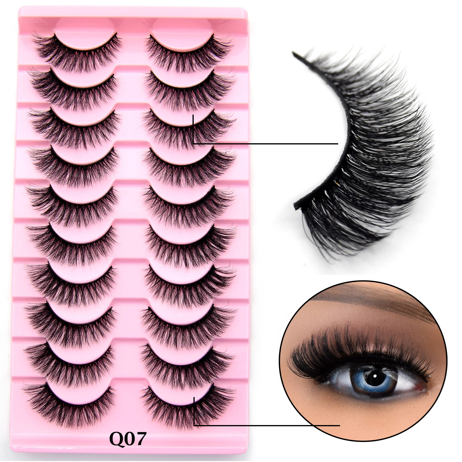 10 Pairs Eyelashes Natural Long 3D Mink Lashes Fluffy Volume Mink False Eyelashes Cruelty Free Wispy Lashes Makeup Cilios Q01