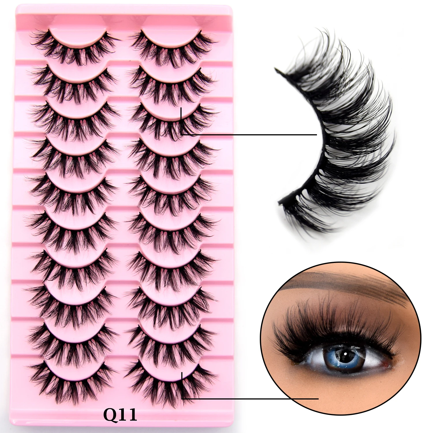 10 Pairs Eyelashes Natural Long 3D Mink Lashes Fluffy Volume Mink False Eyelashes Cruelty Free Wispy Lashes Makeup Cilios Q01