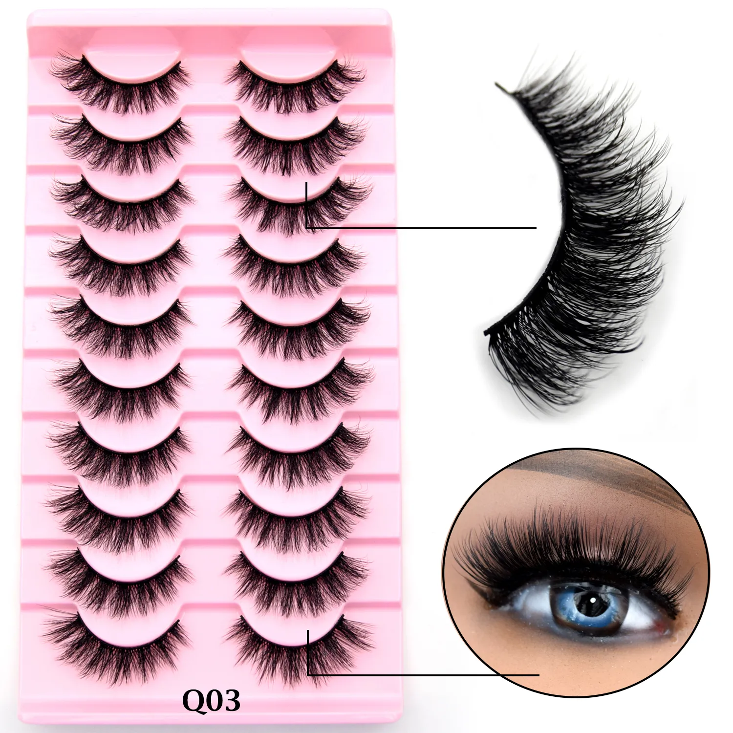 10 Pairs Eyelashes Natural Long 3D Mink Lashes Fluffy Volume Mink False Eyelashes Cruelty Free Wispy Lashes Makeup Cilios Q01