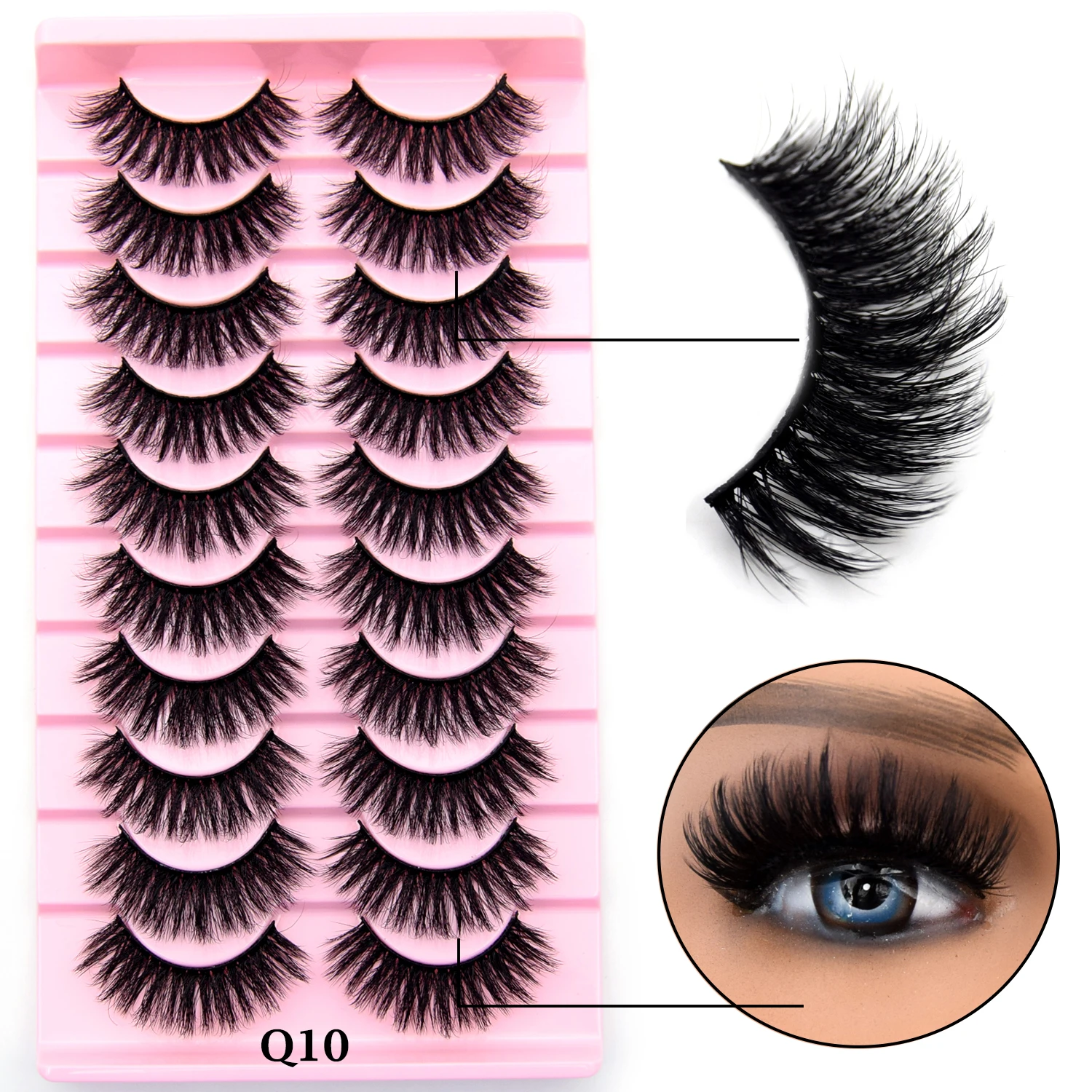 10 Pairs Eyelashes Natural Long 3D Mink Lashes Fluffy Volume Mink False Eyelashes Cruelty Free Wispy Lashes Makeup Cilios Q01