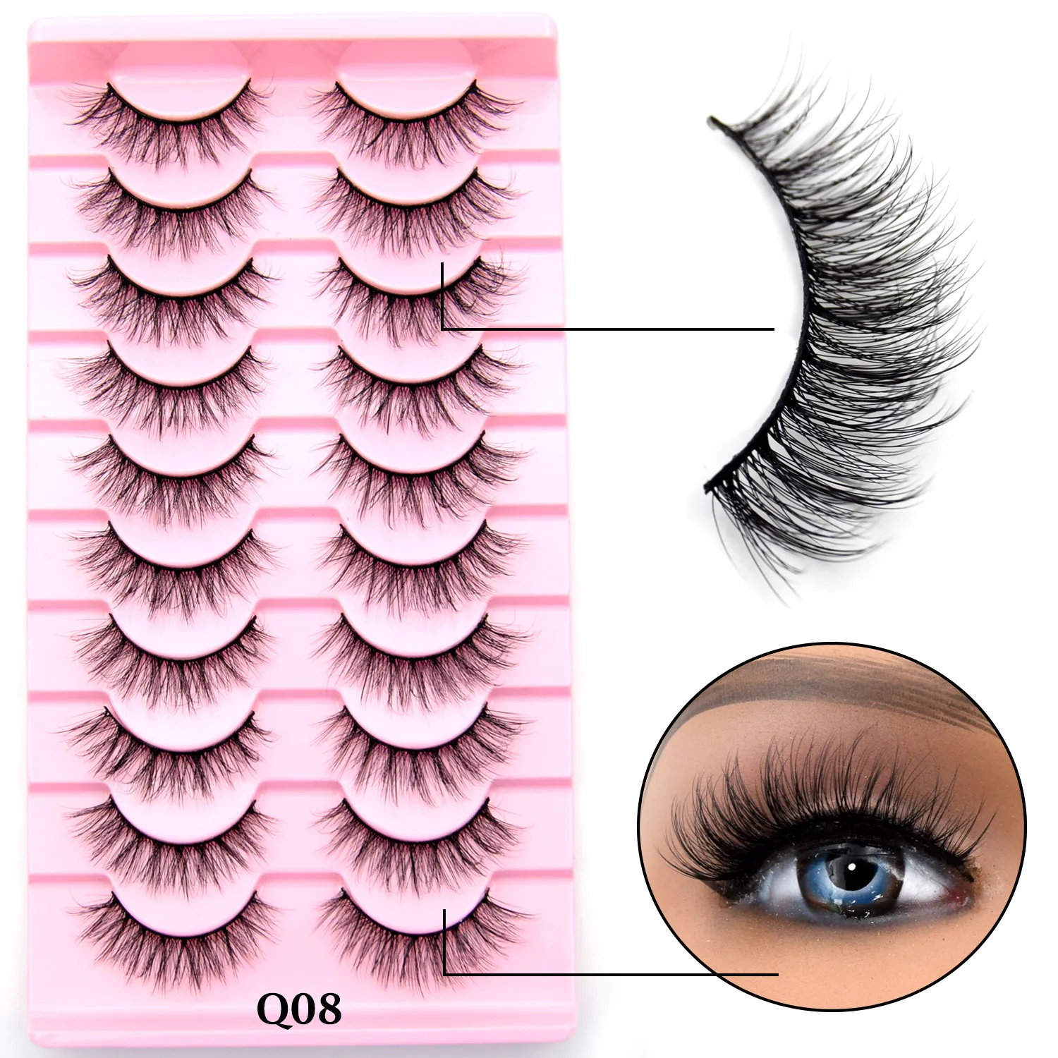10 Pairs Eyelashes Natural Long 3D Mink Lashes Fluffy Volume Mink False Eyelashes Cruelty Free Wispy Lashes Makeup Cilios Q01