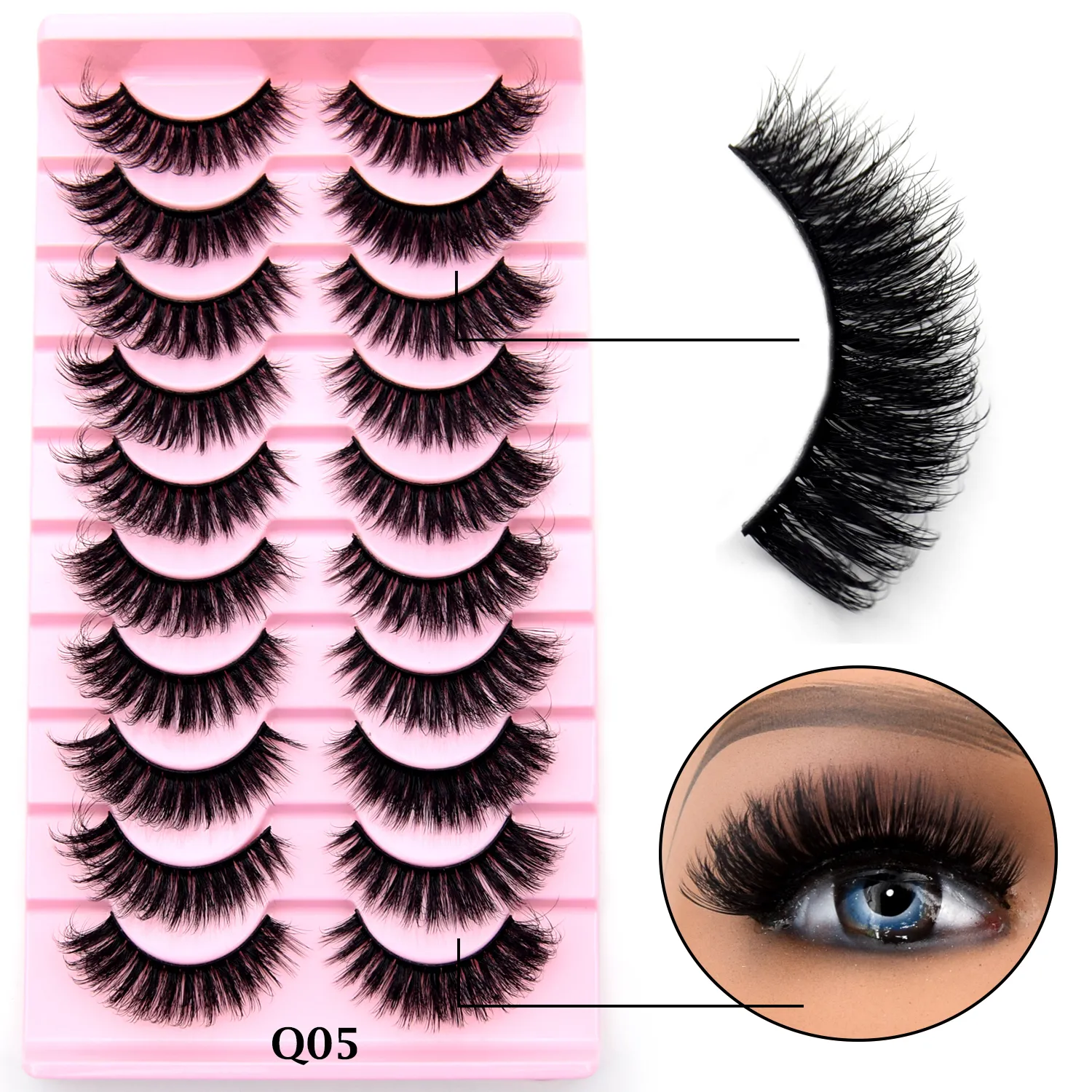 10 Pairs Eyelashes Natural Long 3D Mink Lashes Fluffy Volume Mink False Eyelashes Cruelty Free Wispy Lashes Makeup Cilios Q01
