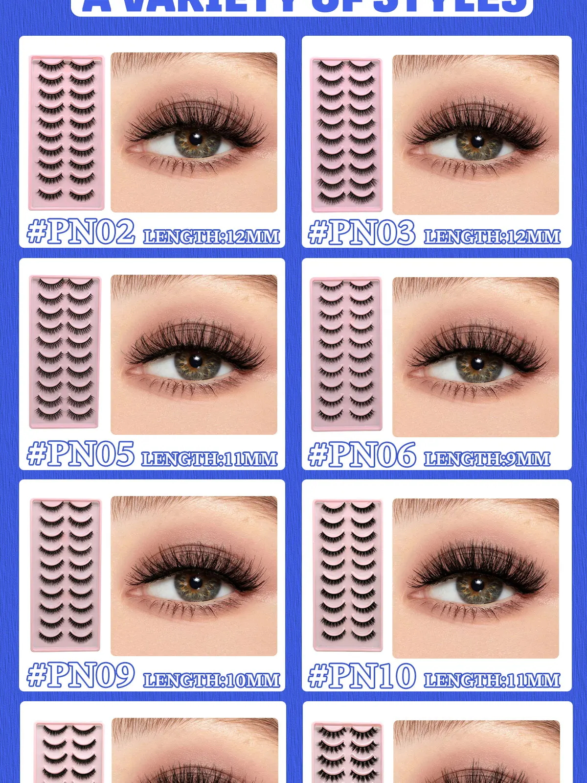 GROINNEYA 5/10 Pairs 3D Faux Mink Lashes Fluffy Soft Full Thick Wispy Natural long False Eyelashes Curly lashes wholesale lashes