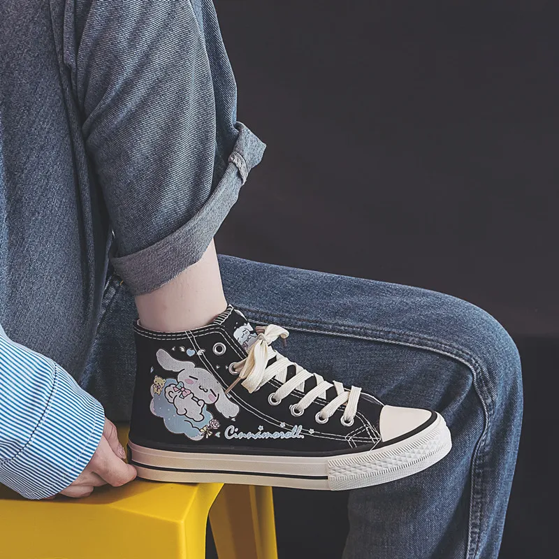 Kawaii Cinnamoroll Canvas Shoes Cartoon Sanrio New All-match High-top Student Casual Shoes Cute Girls Holiday Gift