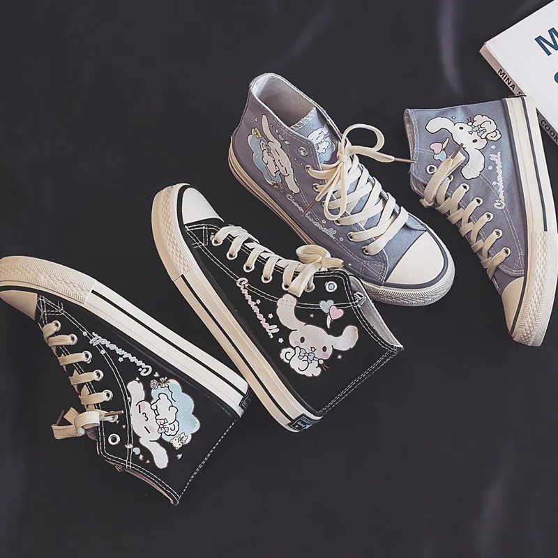 Kawaii Cinnamoroll Canvas Shoes Cartoon Sanrio New All-match High-top Student Casual Shoes Cute Girls Holiday Gift