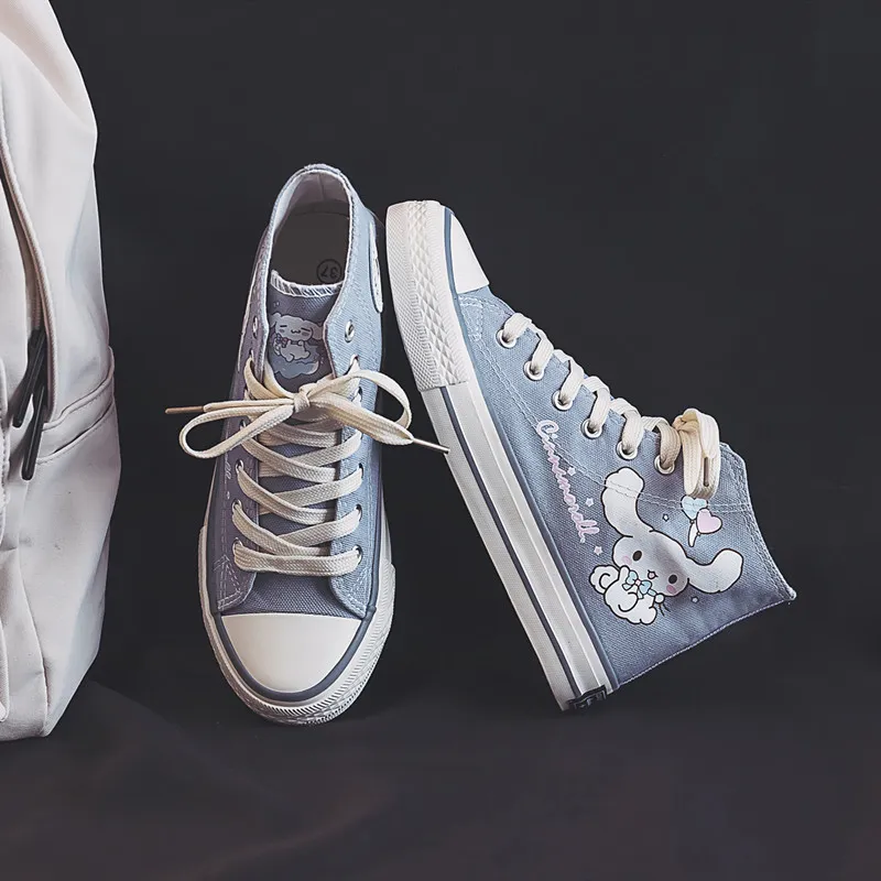 Kawaii Cinnamoroll Canvas Shoes Cartoon Sanrio New All-match High-top Student Casual Shoes Cute Girls Holiday Gift