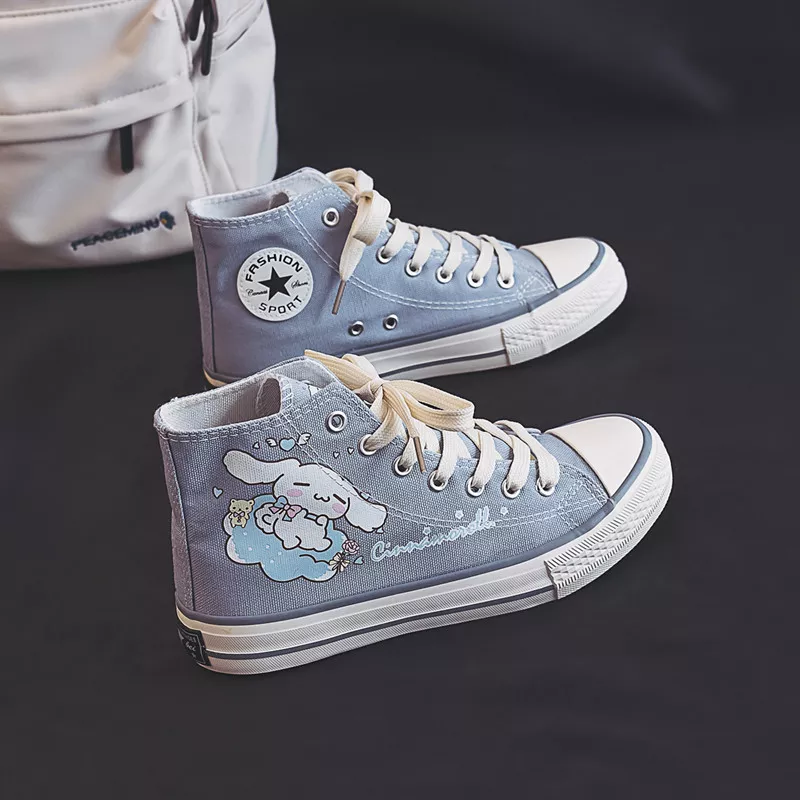 Kawaii Cinnamoroll Canvas Shoes Cartoon Sanrio New All-match High-top Student Casual Shoes Cute Girls Holiday Gift