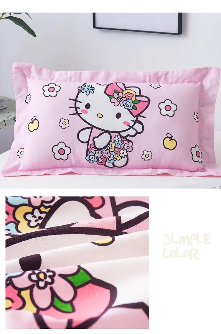 Kawaii Sanrios Hello Kittys Pillowcase Cute Cartoon Pillow Children Four Seasons Universal Removable Washable Pillowcase Gift